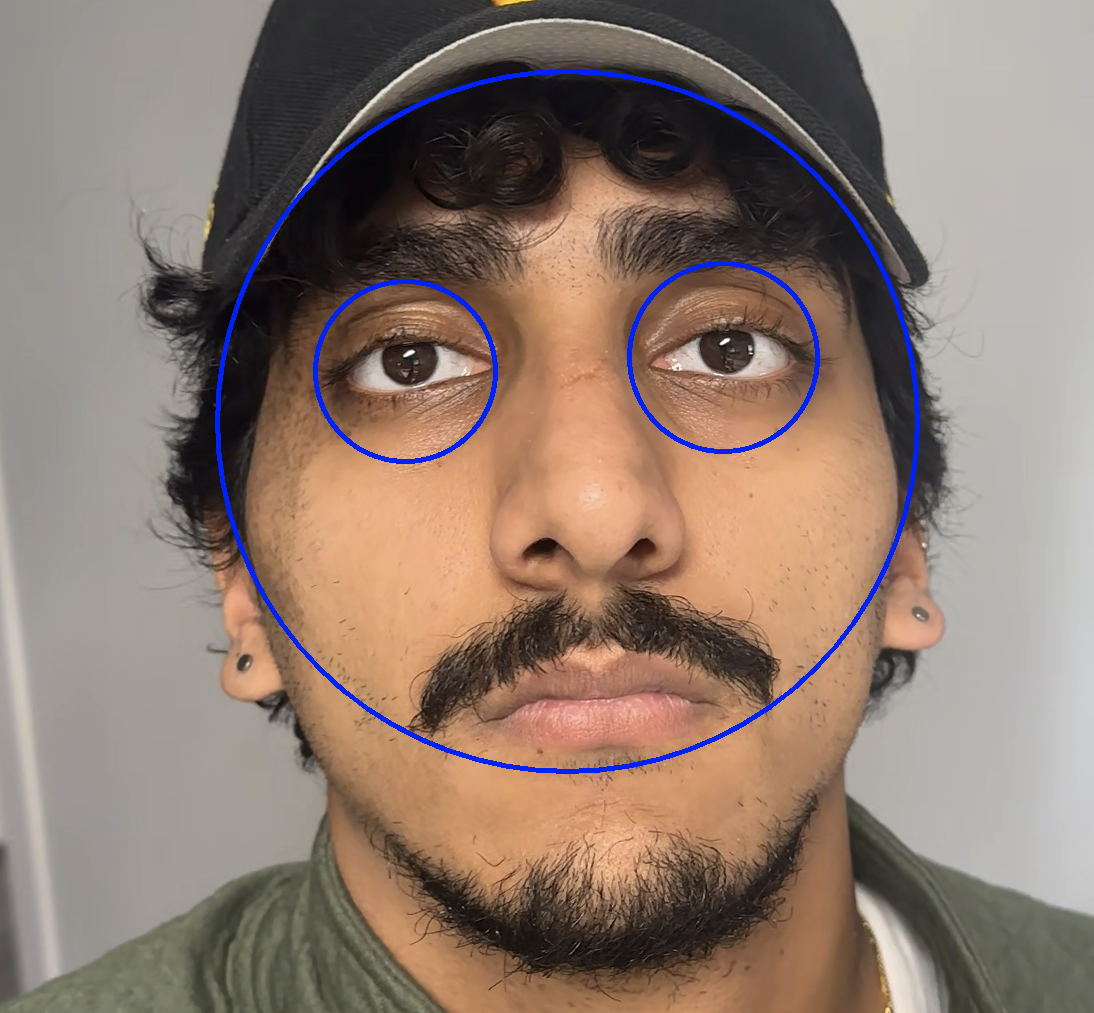 Facial recognition software that draws a circle around the face